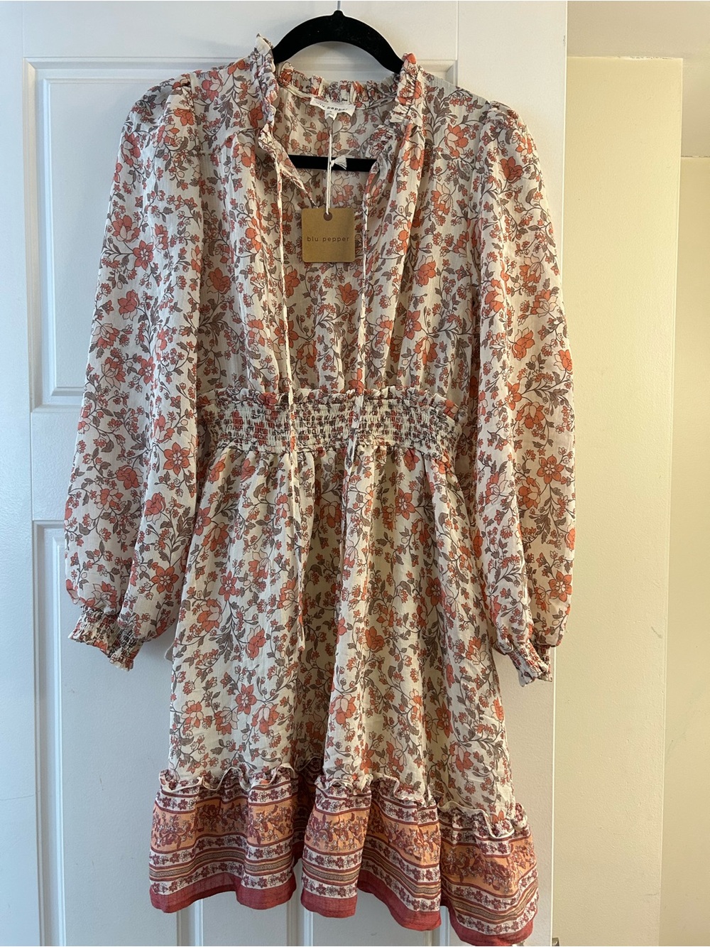 NWT Blu Pepper Floral Smocked Boho Mini Dress | Size Small